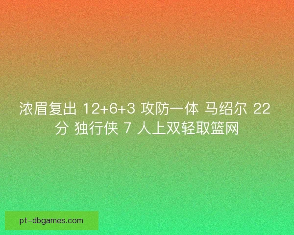 浓眉复出 12+6+3 攻防一体 马绍尔 22 分 独行侠 7 人上双轻取篮网